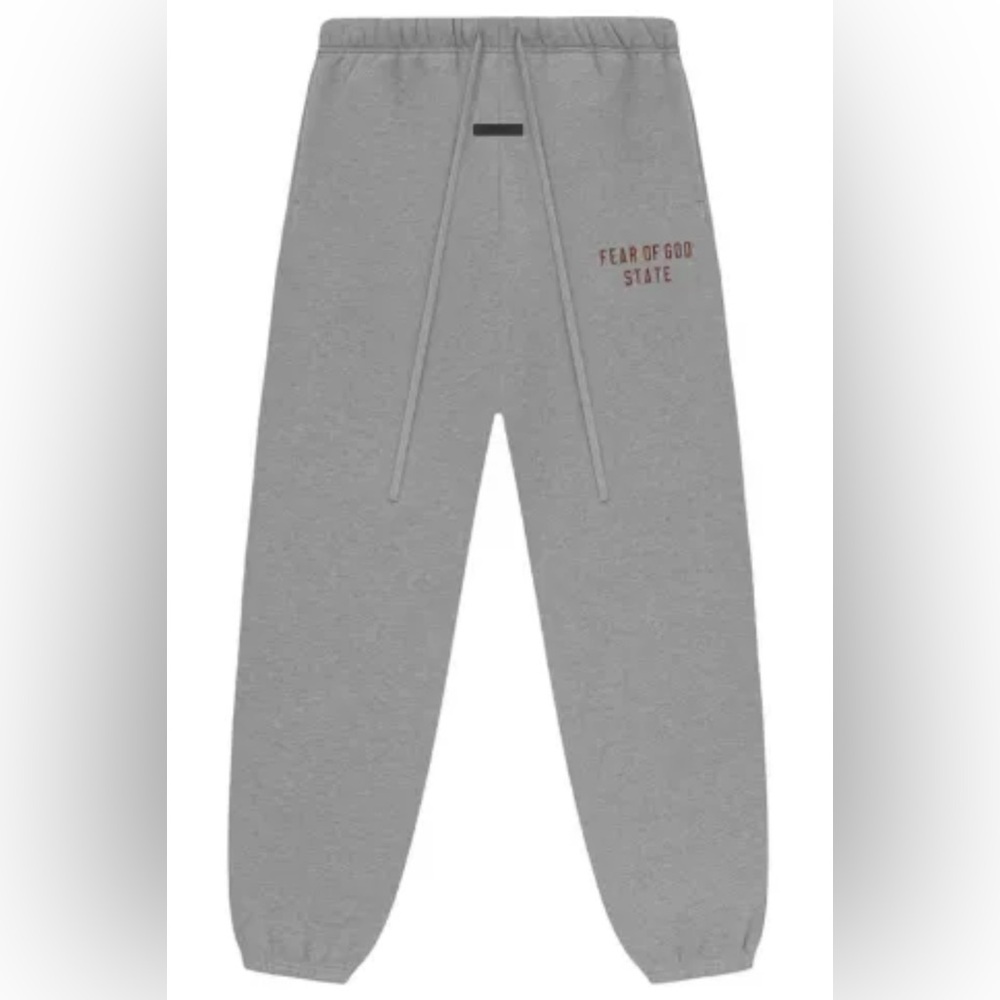 Men’s Essentials Fear of State Joggers in Gray with Red Logo